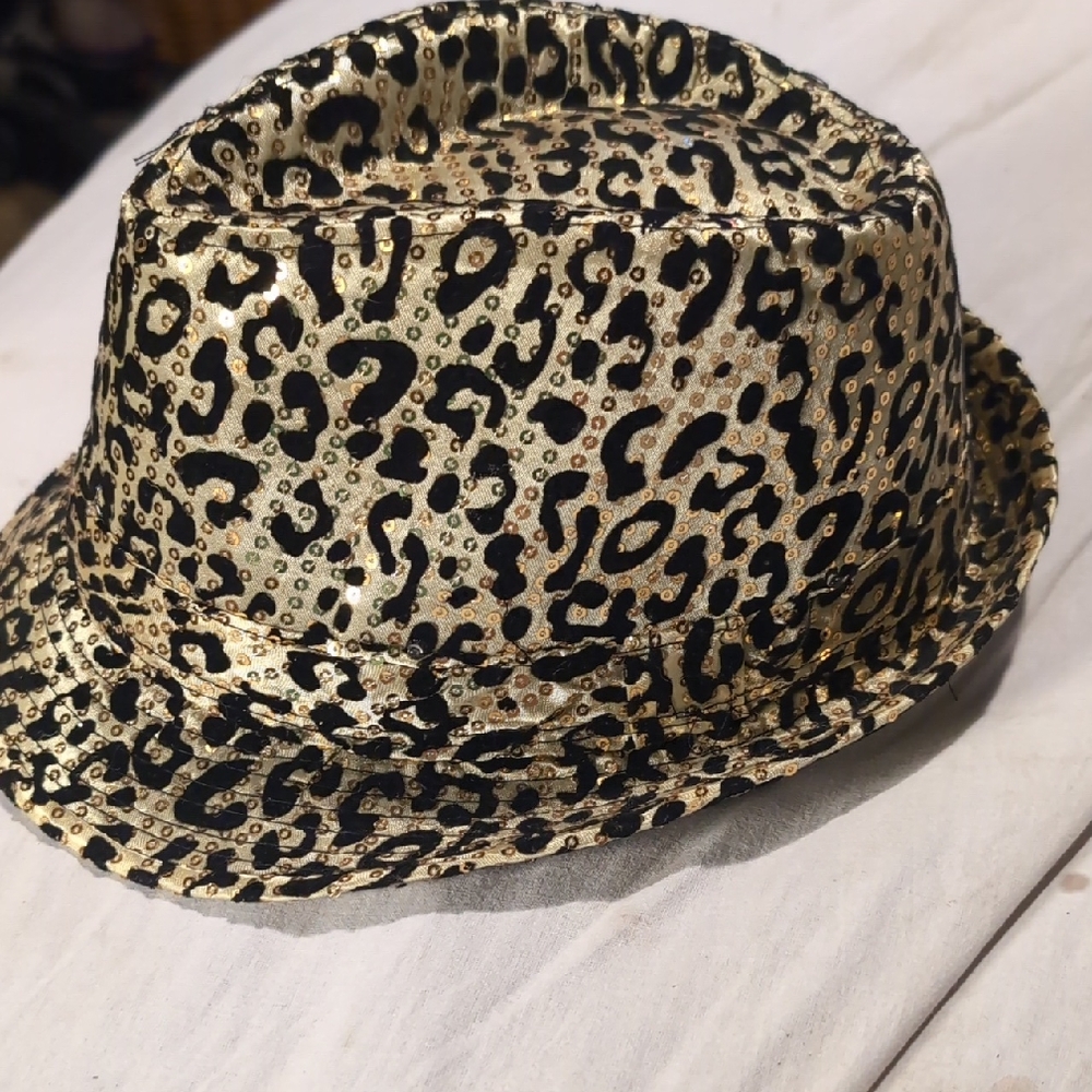 Leopard Print Sequin Bucket Hat